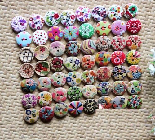 Amazon ウッド ボタン 可愛い 花柄 15mm 1 5 Cm サイズ 10 100 0 個セット 50個セット ボタン 通販