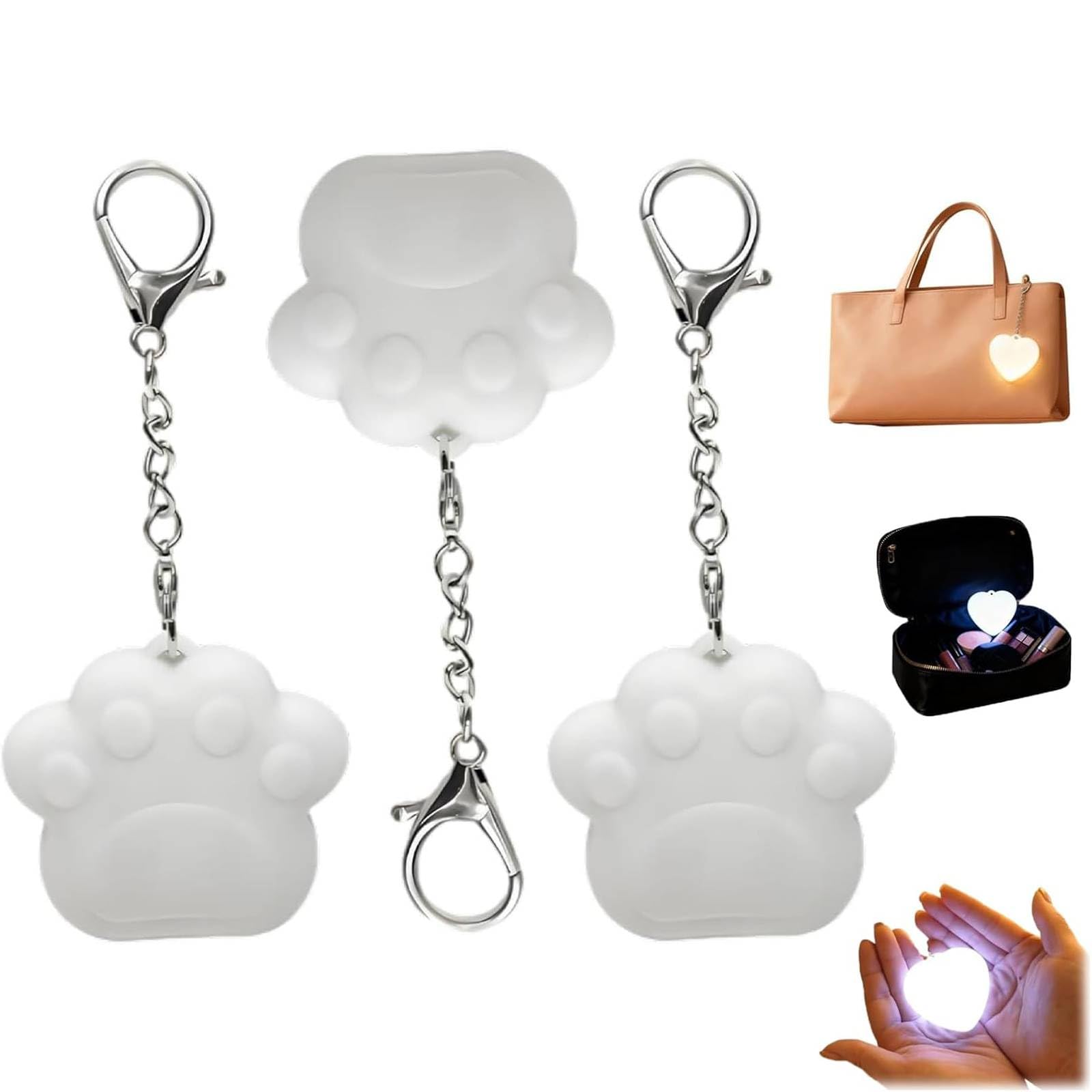 Purse Glow Heart Light, Purse Light Handbag Lights, Bag Lights for Handbag, Automatic Sensor Touch Activated Purse LED Lamp, Heart Shaped Hanging Night Lights for Women Ladies Girls (B*3)
