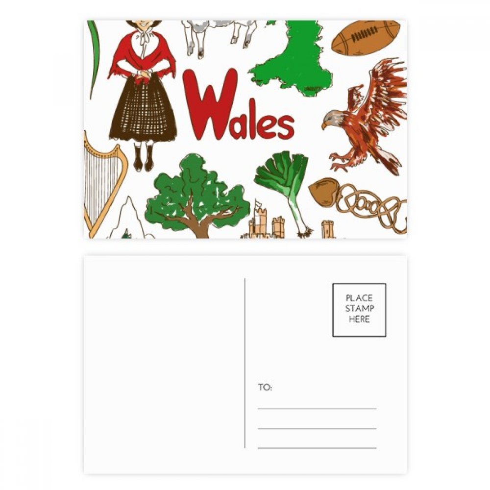 DIYthinker Wales Landscap UK National Flag Postcard Set Birthday Thanks Card Mailing Side 20pcs 5.7 inch x 3.8 inch Multicolor