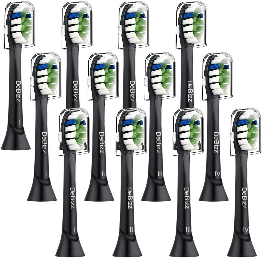 Replacement Toothbrush Heads, 12 Pcs,Compatible with Sonic 4100 5100 6100 Brush, Plaque Control 2 Series 3 Series Brush, Electric Toothbrush and Most Snap On Brush Heads(Black)