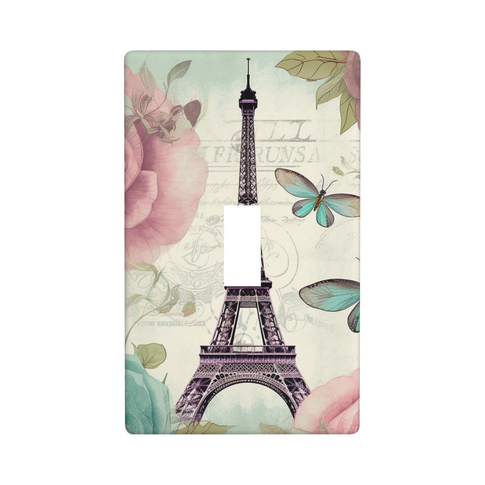 Nonhai Retro Dragonfly French Tower Decorator Wall Plate Cover Single Toggle Light Switch Cover Wallplates Blank Electrical Rocker Switch Plate Covers For Electrical Outlets Decorative 1 Gang 4.5" X 2.76"