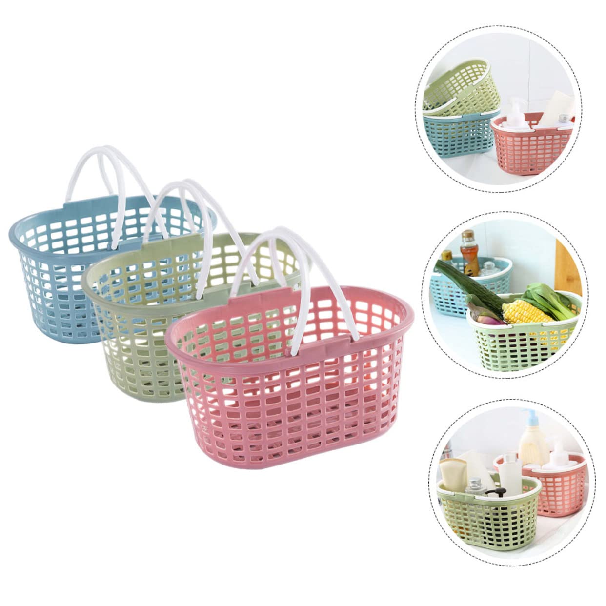6piezas Cesta De Ducha Portátil Con Asa Organizador De Plástico Para Baño Almacenamiento De Para Suministros De Limpieza y Artículos De Tocador