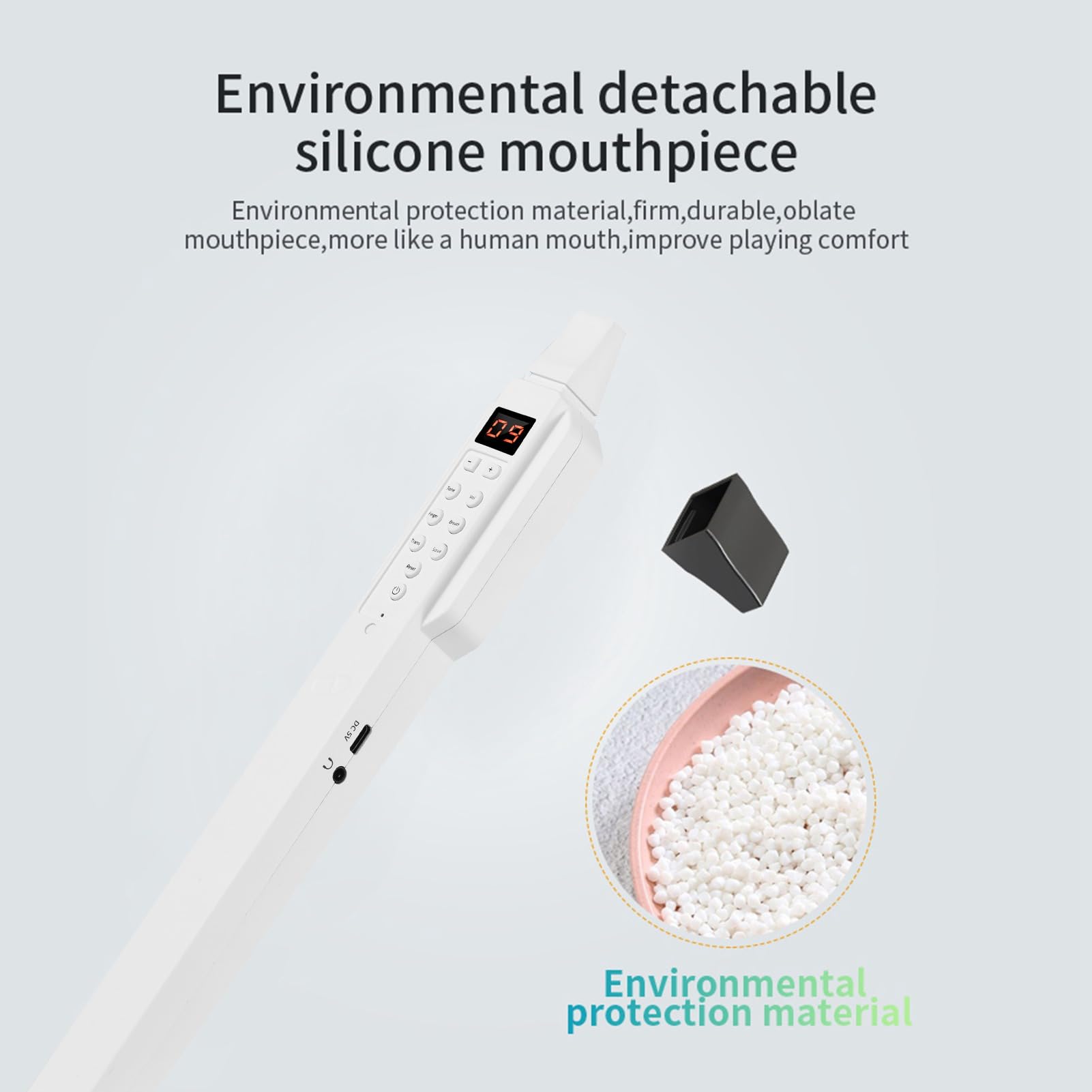 Fafeicy BT Unterstützt 10 Töne Externer Kopfhörer Mini Digital Electronic Wind Instrument Midi, Lautsprecher -App -Verbindung, die für Zuhause, Schule, Reisen Tragbar Ist (WHITE)