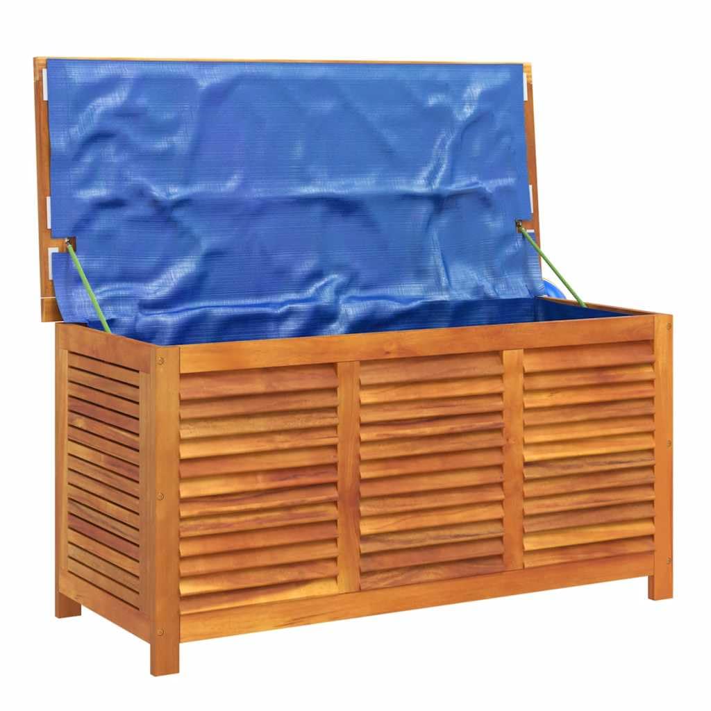 Cassapanca da giardino in legno di acacia, 113 x 50 x 56 cm | Tasca interna impermeabile, chiusura in , utilizzabile come tavolino d'appoggio, baule per esterni