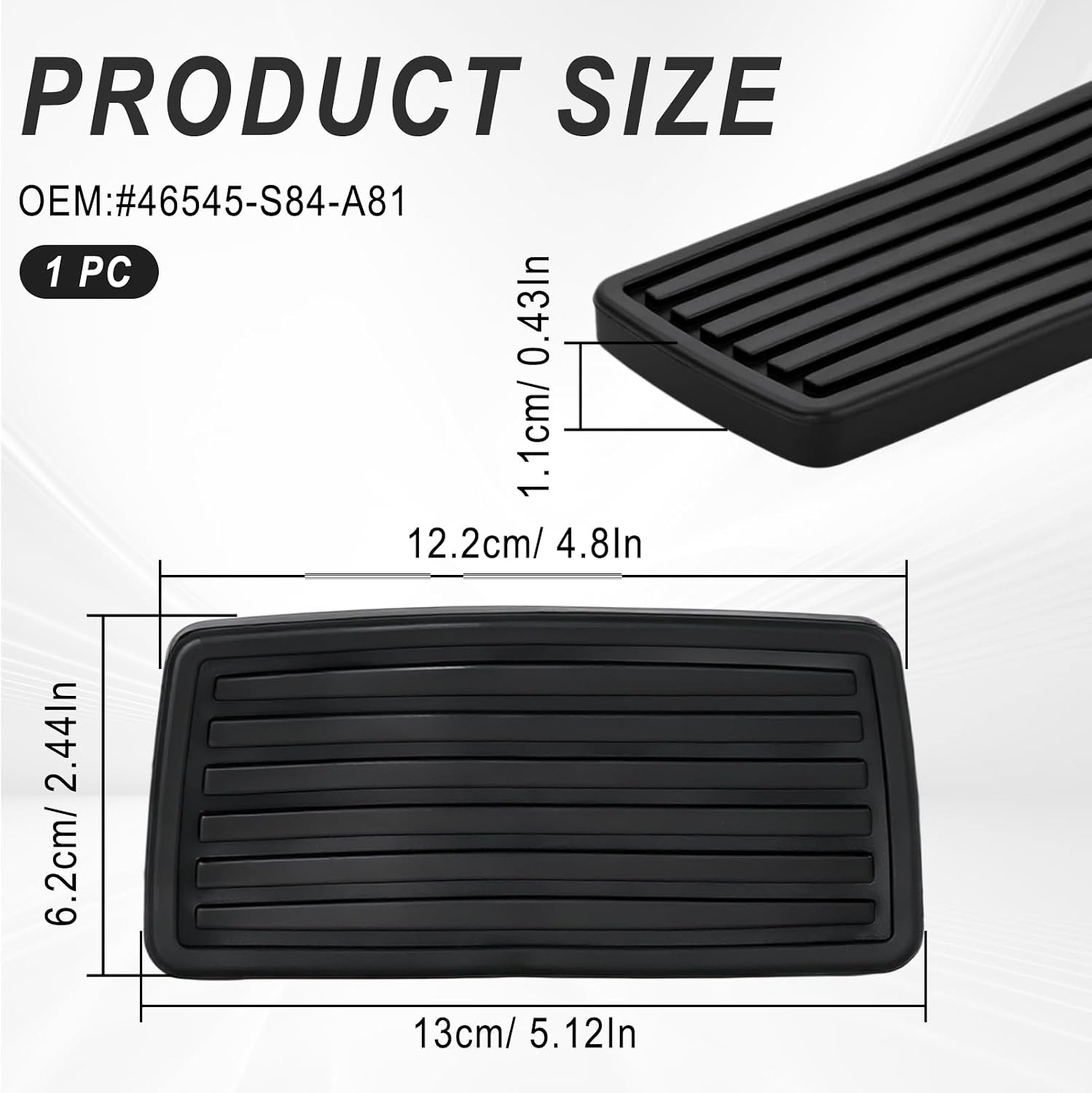 Brake Pedal Cover Pad Replacement, 46545-S84-A81 Rubber Brake Pedal Pad, Automotive Replacement Accessories Compatible with Honda Accord CR-V Civic