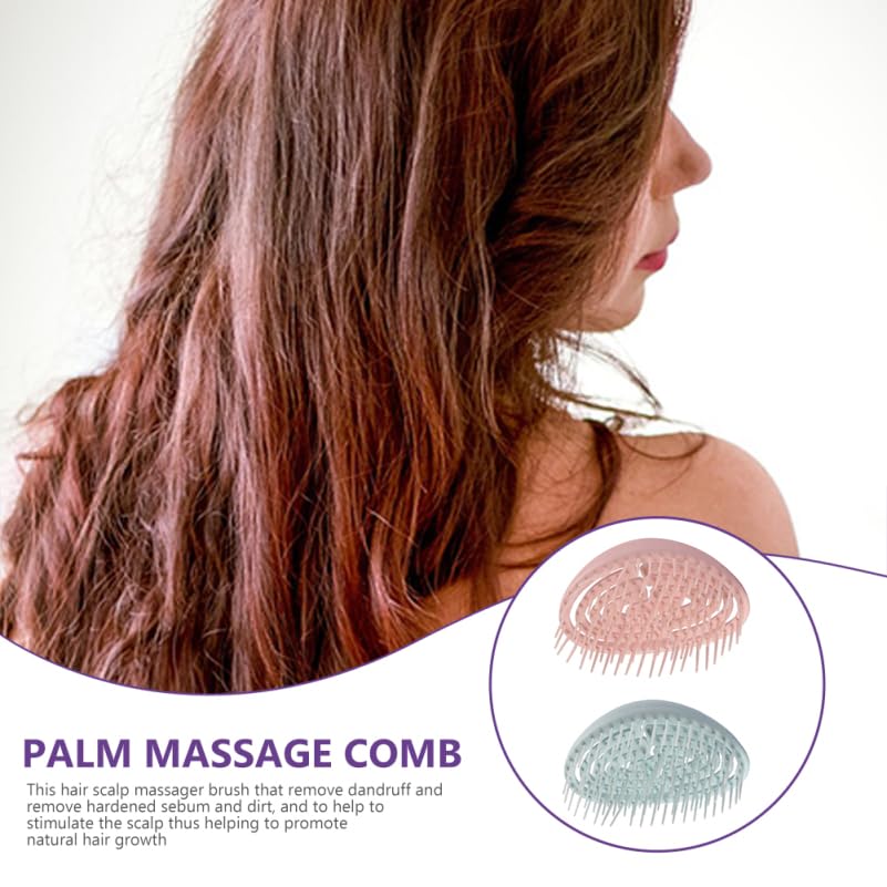 Miniatura 6 de Juego de peine de masaje para el cuero cabelludo del tamaño de la palma, 2 peines ligeros para el cabello abdominales para mujeres, masaje suave del