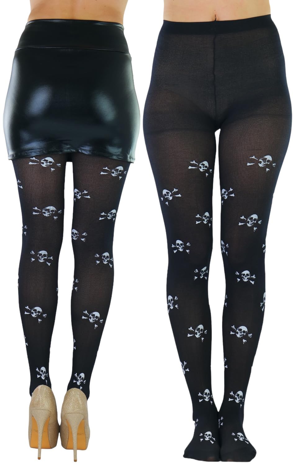 ToBeInStyle Women’s Skull Crossbones Skeleton Pirate Symbol Hosiery Tights &amp; Thigh High Stockings