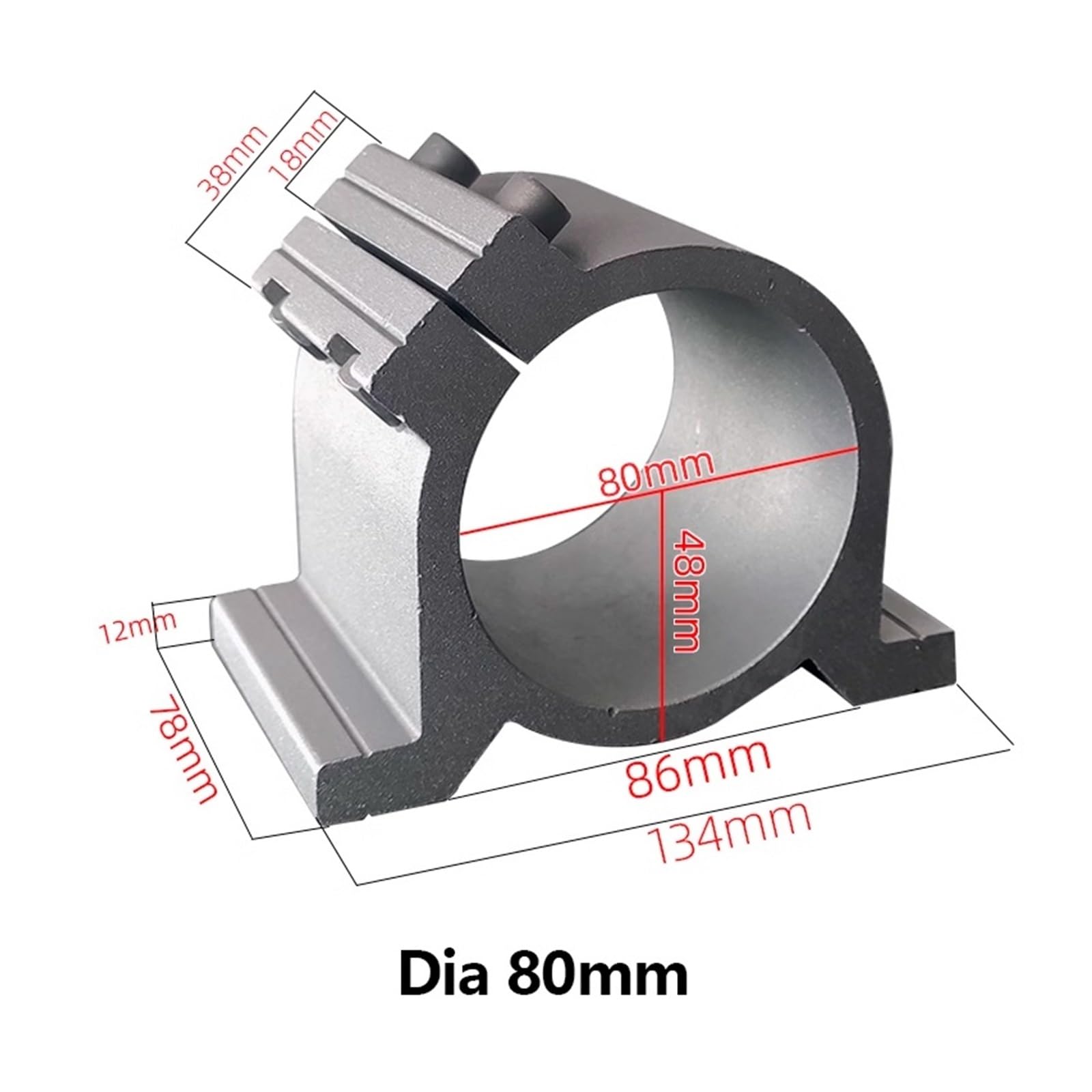 Soporte de motor husillo máquina de grabado Soporte de aluminio fundido serie D65-80mm C, motor de husillo CNC para router de 1,5 kw 2, herramienta apriete para fresadora de grabado(Dia-80mm)
