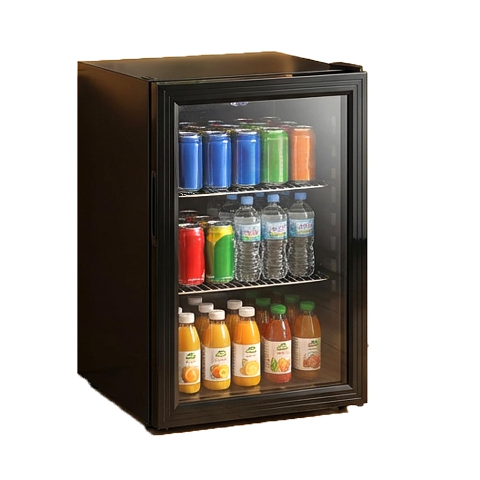 Trintion Mini Kühlschrank 60L mit Glastür, Kompakter Getränkekühlschrank, 2 Verstellbare Ablagen, Schwarz