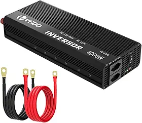 Inversor de Tensão Veicular 12V para 110V 4000W - Conversor de Energia Portátil com Onda Senoidal Modificada, Proteção Multicircuito e Saídas AC/DC para Carros, Barcos e Emergências