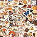 100 PCS Autumn Aesthetic Stickers, Thanksgiving Fall Stickers for Kids,Pumpkin Maple Leaf Animals Sticker for Water Bottles Laptop Scrapbooking,Harvest Party Favorites Decals for Teens Woman Adult