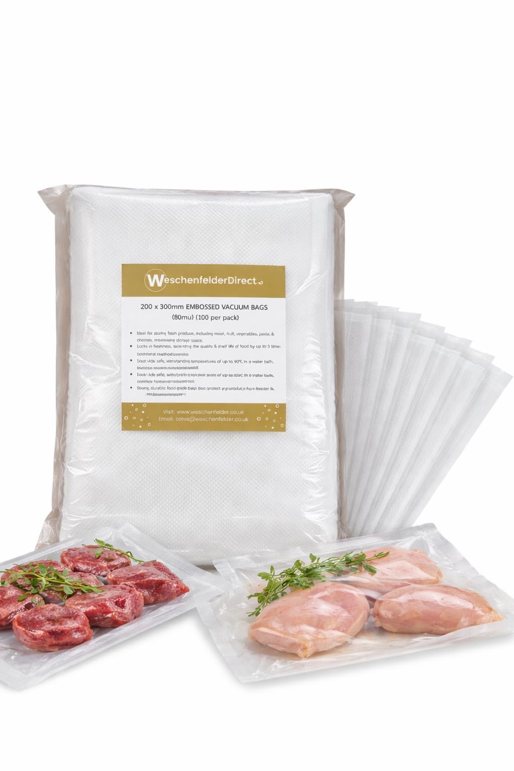 Embossed Vacuum Sealer Bags 200x300mm (100 Pack) – Food Storage, Freezer Safe, Sous Vide Compatible