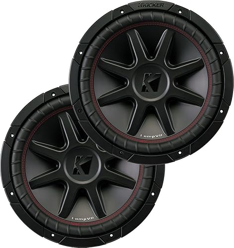 KICKER Paquete de subwoofer de 2 artículos: Subwoofers CompVR de 12" DVC 4-ohm (par) - 2X 43CVR124 Subs