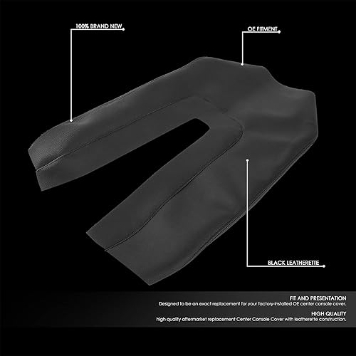 Miniatura 2 de DNA MOTORING GECS-010 Cubierta de consola delantera de repuesto para Toyota Tundra 14-19 - Negro, cubierta de reposabrazos de cuero sintético