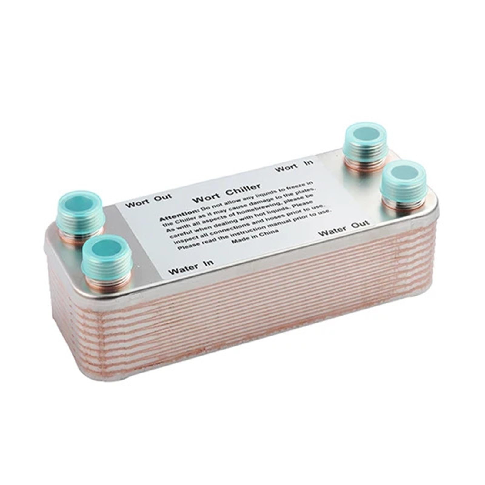 Enfriador de Mosto con intercambiador de Calor de 20 Placas, de Acero Inoxidable y Cobre Soldado, Herramientas de enfriamiento for Cerveza casera. Múltiples Aplicaciones