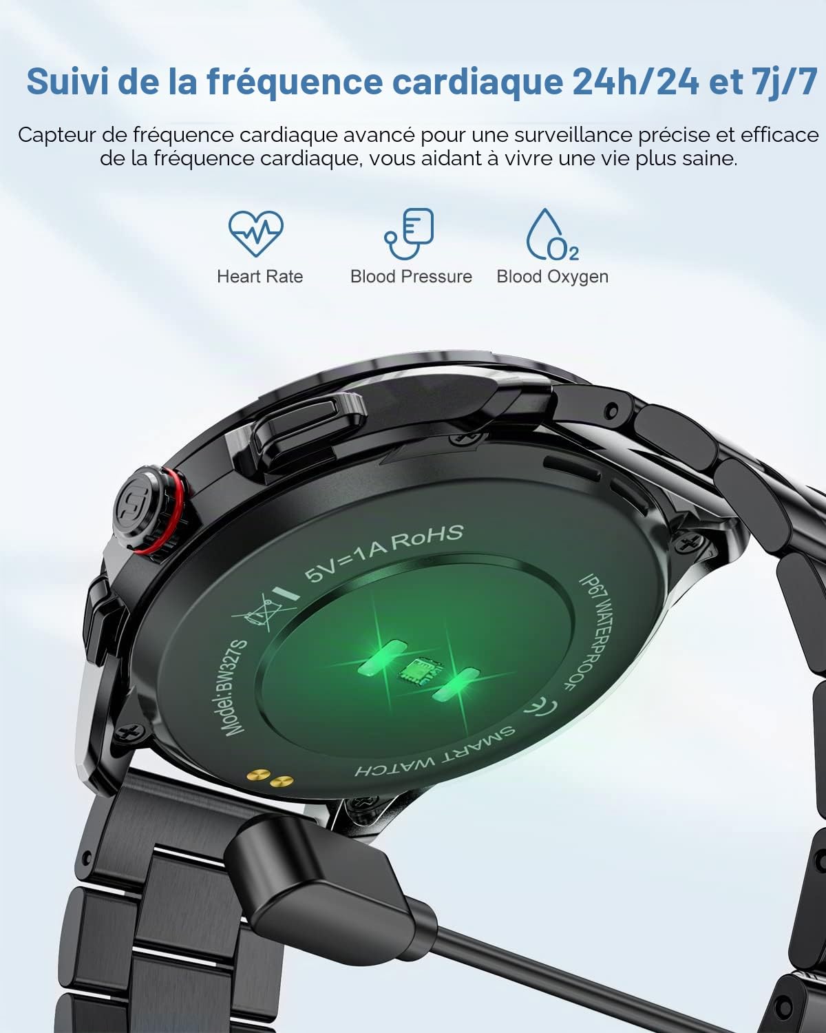 LIGE Montre Connectée Homme avec Appel Bluetooth/Mot de Passe de Protection, Montre Connecté 20 Modes Sportifs/Fréquence Cardiaque, Smartwatch IP67 Étanche pour Android iOS, 2 Bracelets, Noire