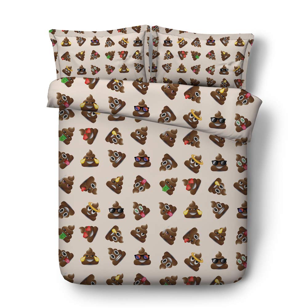JF-440 Poop Bedding Set for Kids 3pcs Full Size Sheets Contains 1 Duvet Cover 2 Pillow Shams, not Comforter (King)