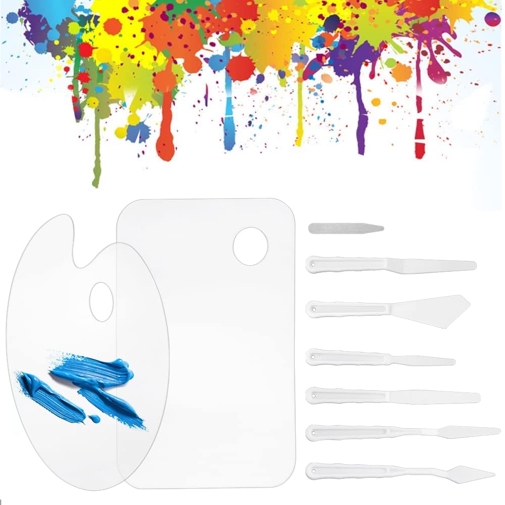 2 Palette Per Colori Acrilici 20x30 Cm - Con 6 Spatole, Trasparenti E Riutilizzabili - Per Artisti E Hobby - Foto 3