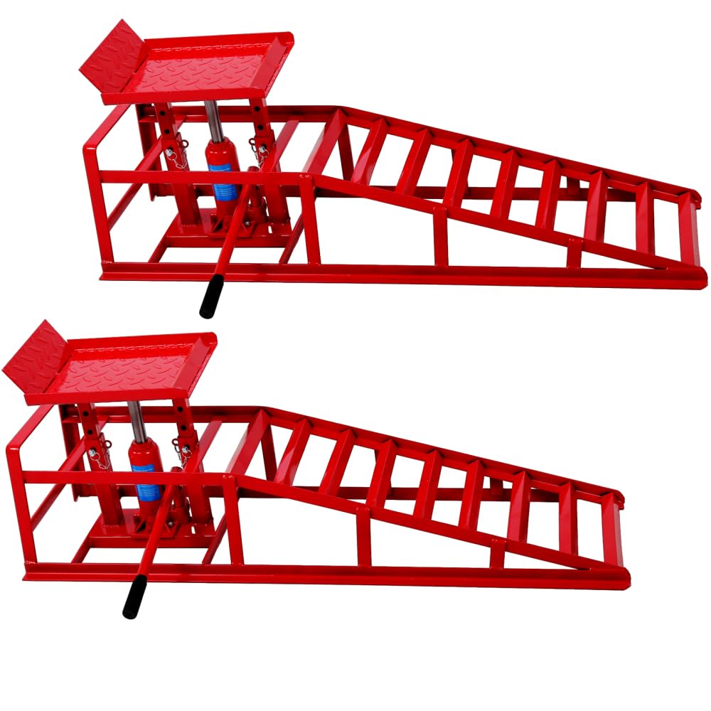 Rampas hidráulicas de elevación de coche, rampas portátiles de 10 libras para garaje doméstico, rampas hidráulicas ajustables para cambios de aceite, mantenimiento de automóviles y servicio de