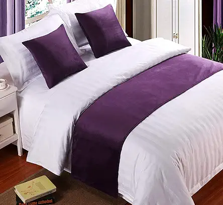 Mengersi Velvet Bed Runner Scarf & Pillowcases Set (18"x18", Purple) - Bed Decor Slipcover