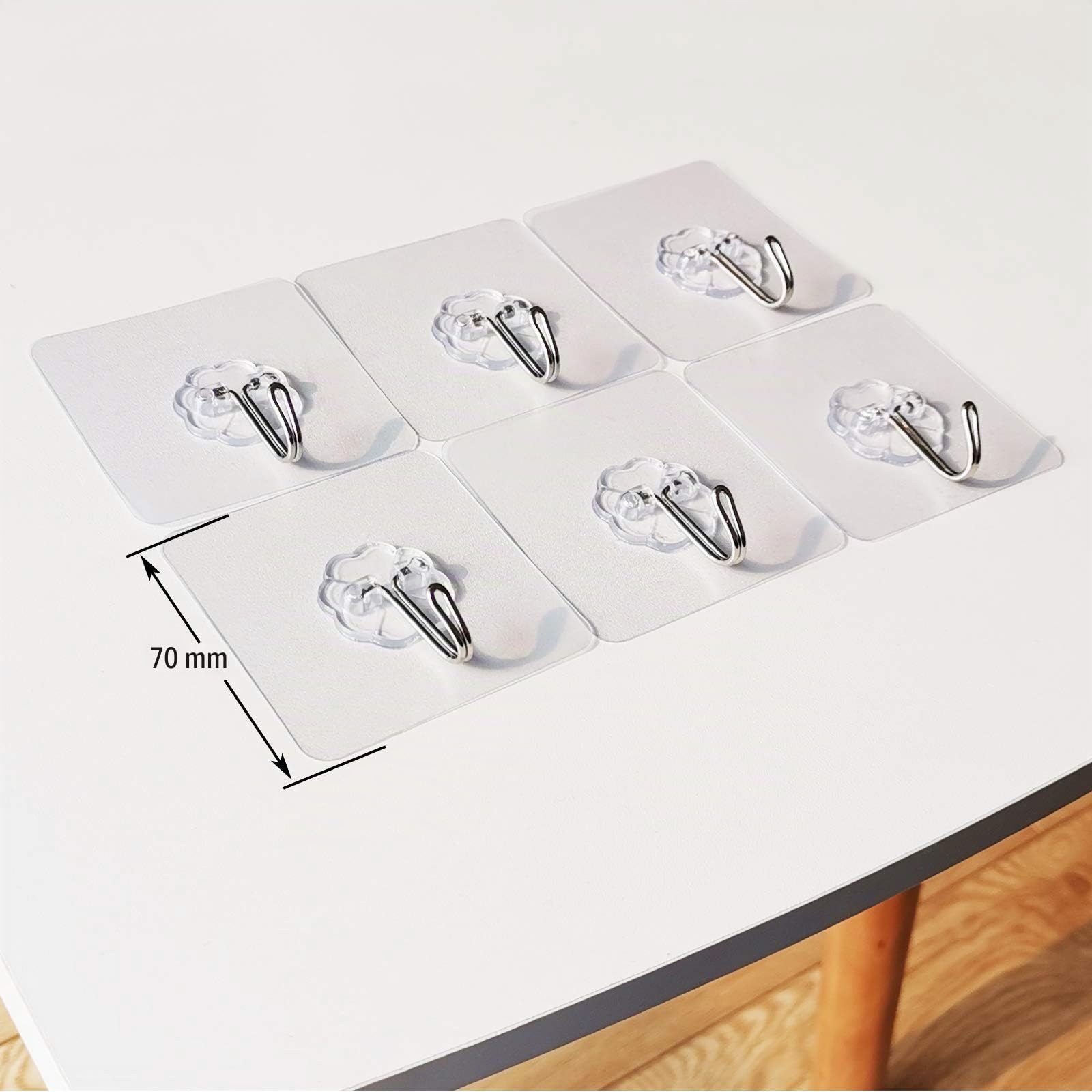 6 Pezzi Ganci Adesivi Trasparenti Impermeabili Senza Chiodi 70MM Appendiabiti da Parete per Cappotti Sciarpe Asciugamani Borse Chiavi in Bagno Cucina Ufficio