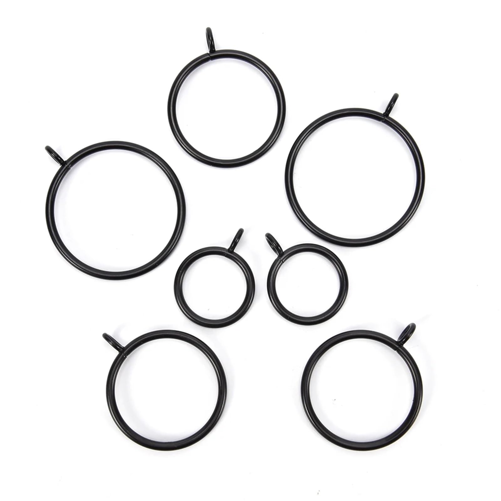 Anneaux de rideaux, Anneaux de rideau 100 pièces anneaux suspension en métal noir 5 tailles(25mm Black)