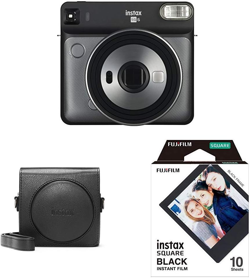 Instax Square SQ6 Camera - Graphite Grey + Black Case + Square Film Black Frame