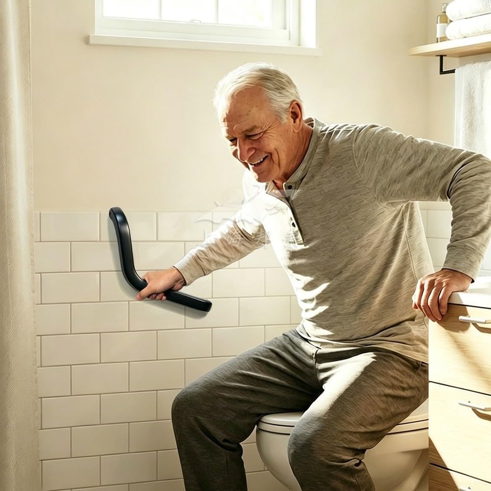 Barra de apoyo de aluminio tipo L para caravana, barra de seguridad para baño, ducha, pasamanos antideslizante para ancianos, discapacitados, cámper, furgoneta, camión (BSL706-1B)