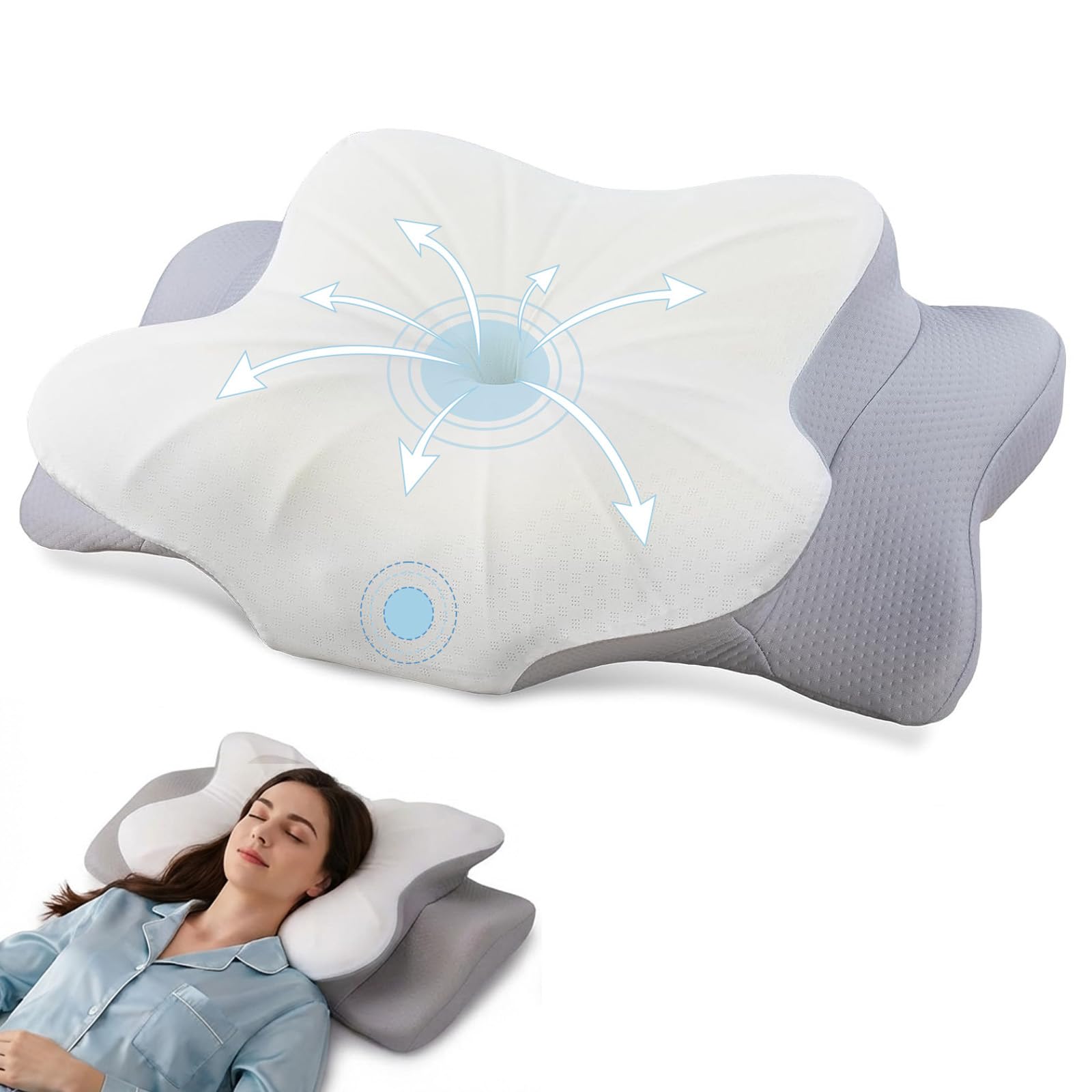 Deedlite Oreiller SOYA 3.0 Ergonomique Cervical – Oreillers Anti-Ronflements, Mousse à Mémoire de Forme Souple avec 2 Hauteurs - pour Dormir sur Le côté et sur Le Dos
