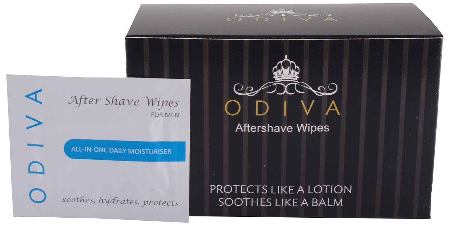 Aftershave for men - ODIVA Aftershave Wipe (Pack of 50 Sachets) - Protects like a lotion, soothes like a balm - Provides the best of both worlds, of an after shave lotion for men and after shave balm.