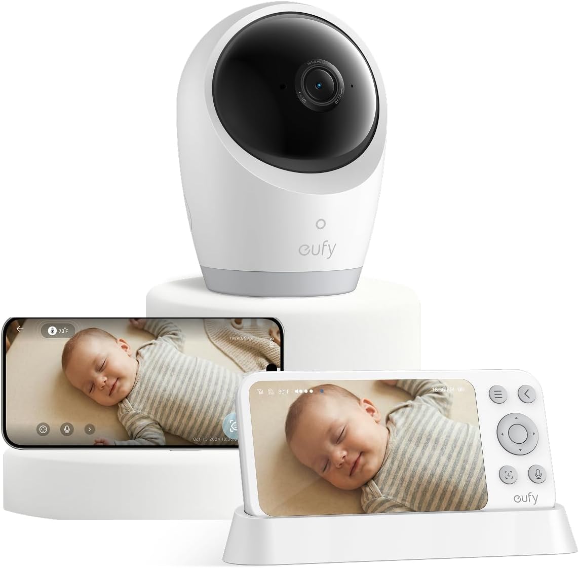 eufy Security E21 Monitor Bambino 4K UHD, Telecam Portatile a Batteria | Schermo 5'' 720p, Pan-Tilt/Zoom x8, Wi-Fi/Locale, Reg. 24/7, ANR.