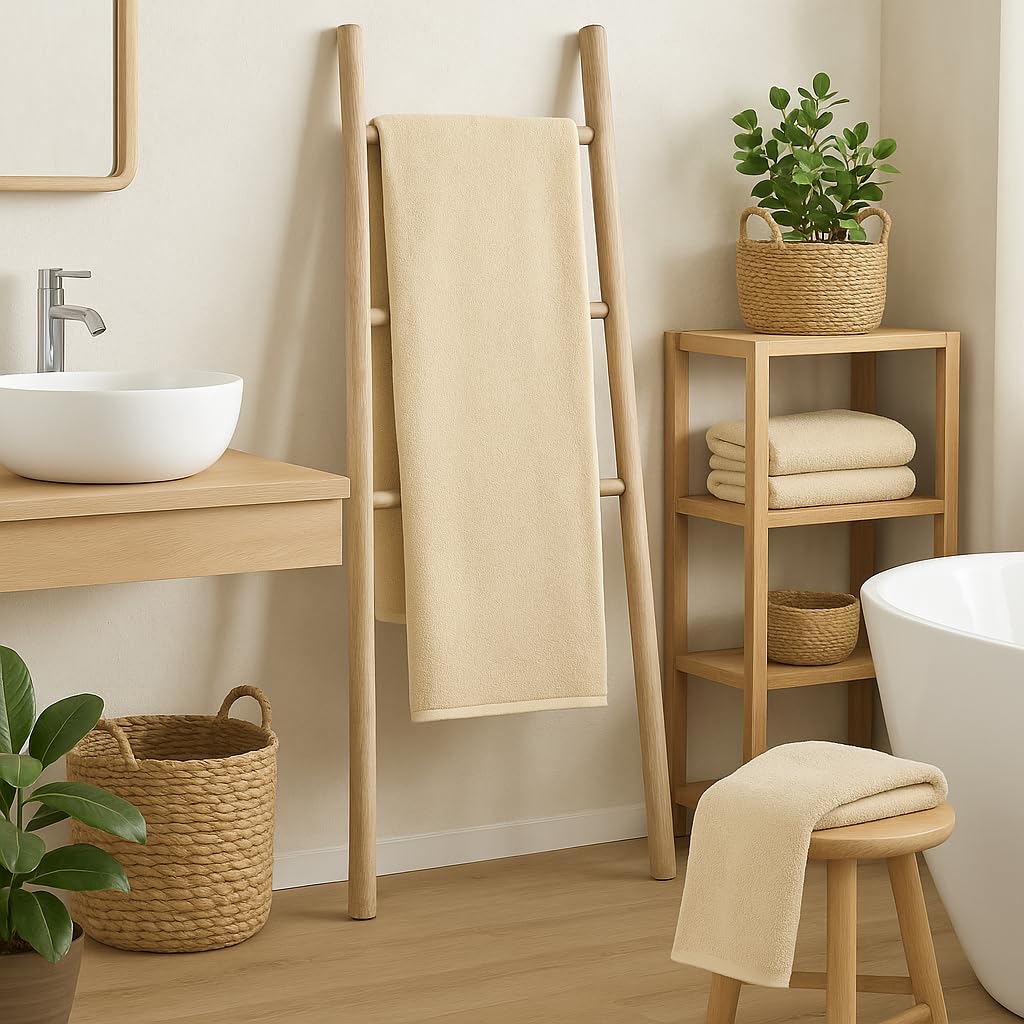 Betz 2 Unidades de Toallas de baño XXL 100cmx200cm Dresden Juego de Toallas de Sauna 100% algodón Color Beige Arena - 1901050