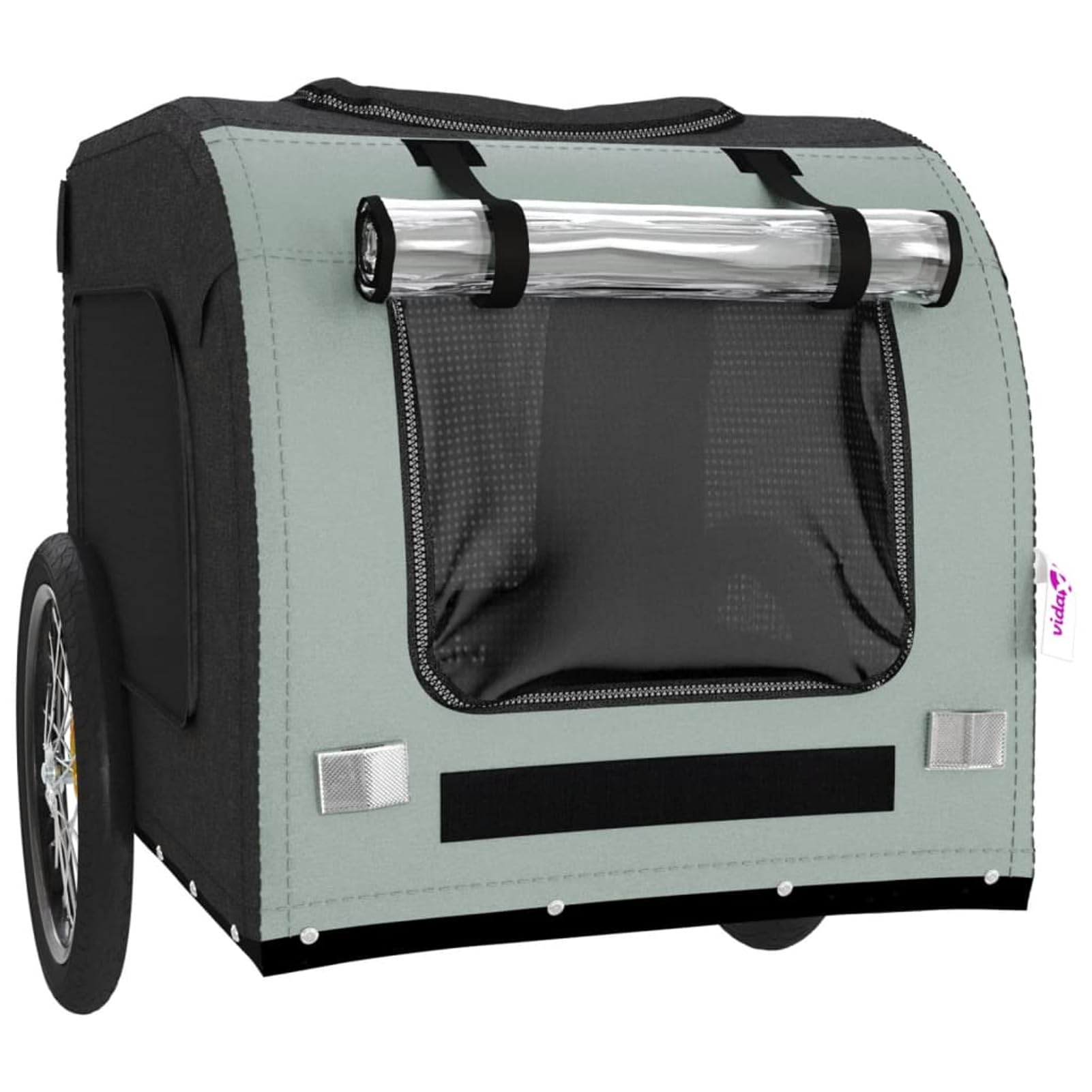 Homgoday Remolque de bicicleta para animales gris y negro Oxford y hierro, mueble carro para perro, carro para bicicleta, carro para perros, transportín perro bicicleta modelo 93839