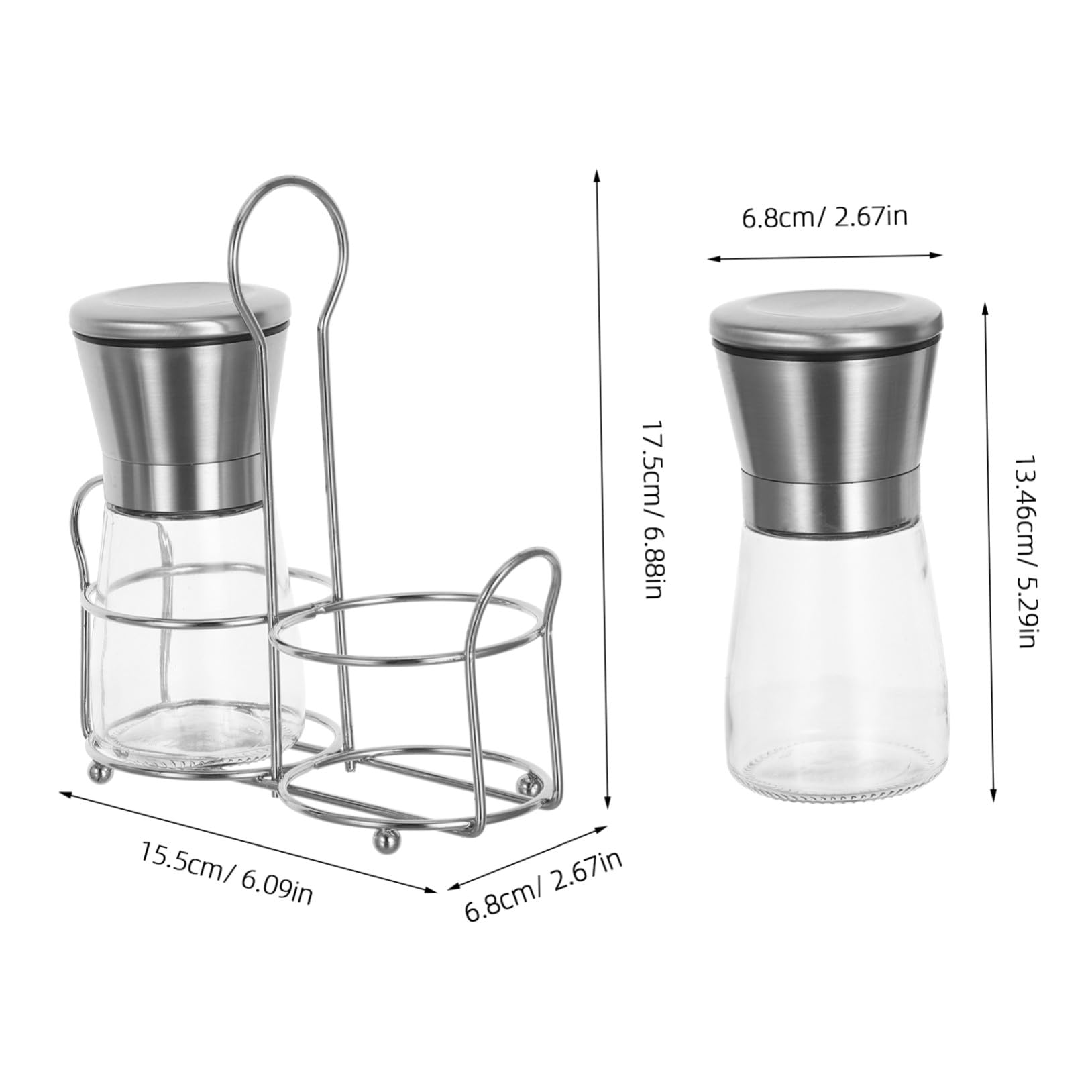 OUNONA Moulin à Épices Manuel en Acier Inoxydable avec Support, Broyeur à Poivre et Sel Rechargeable, Compatible Épices Polyvalentes Cuisine et Barbecues en Plein Air