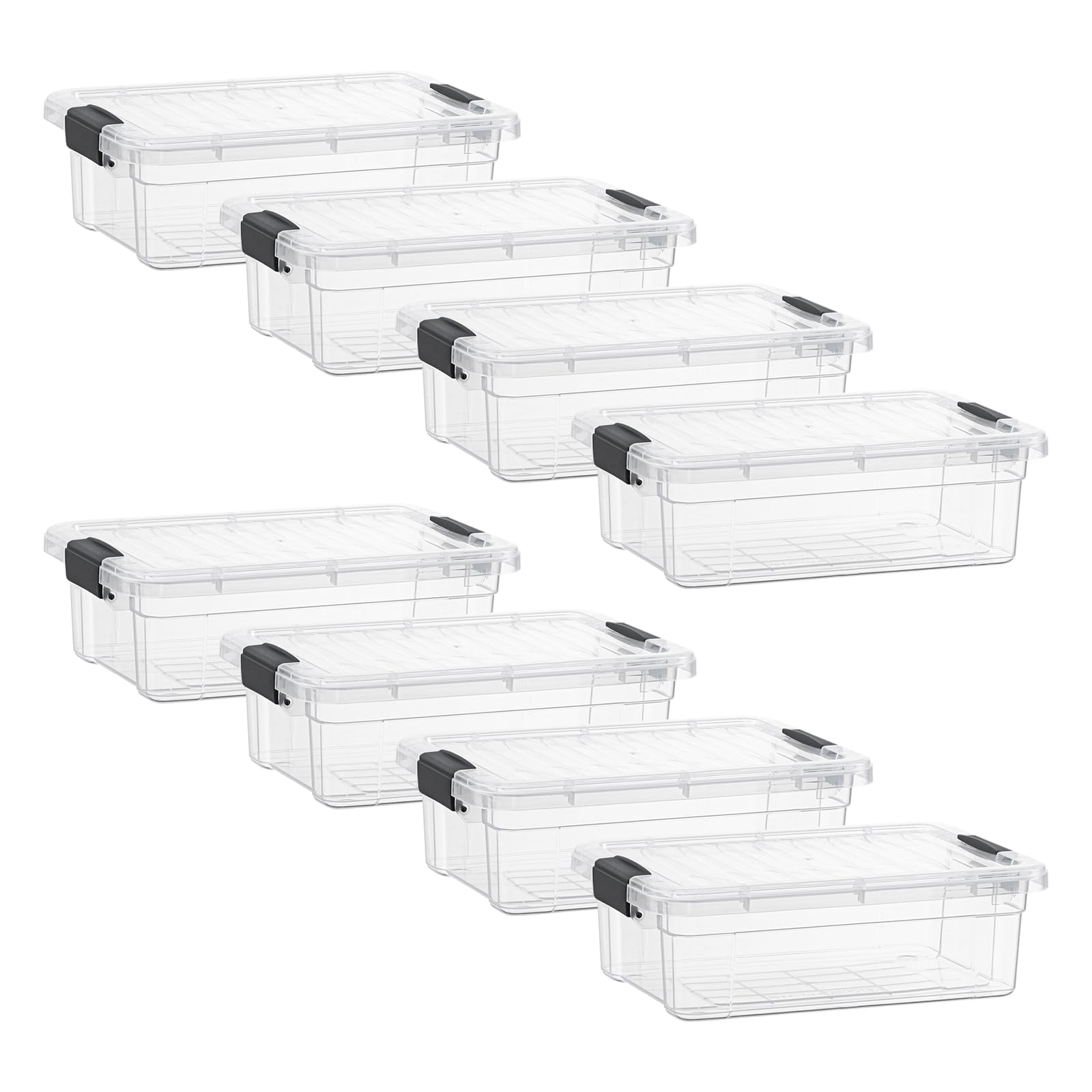 Superio Cajas de almacenamiento transparentes con tapas, contenedores de plástico de 2.5 cuartos de galón para organizar, cajas apilables, sin BPA, no tóxicas, sin olor, organizadores para el hogar,