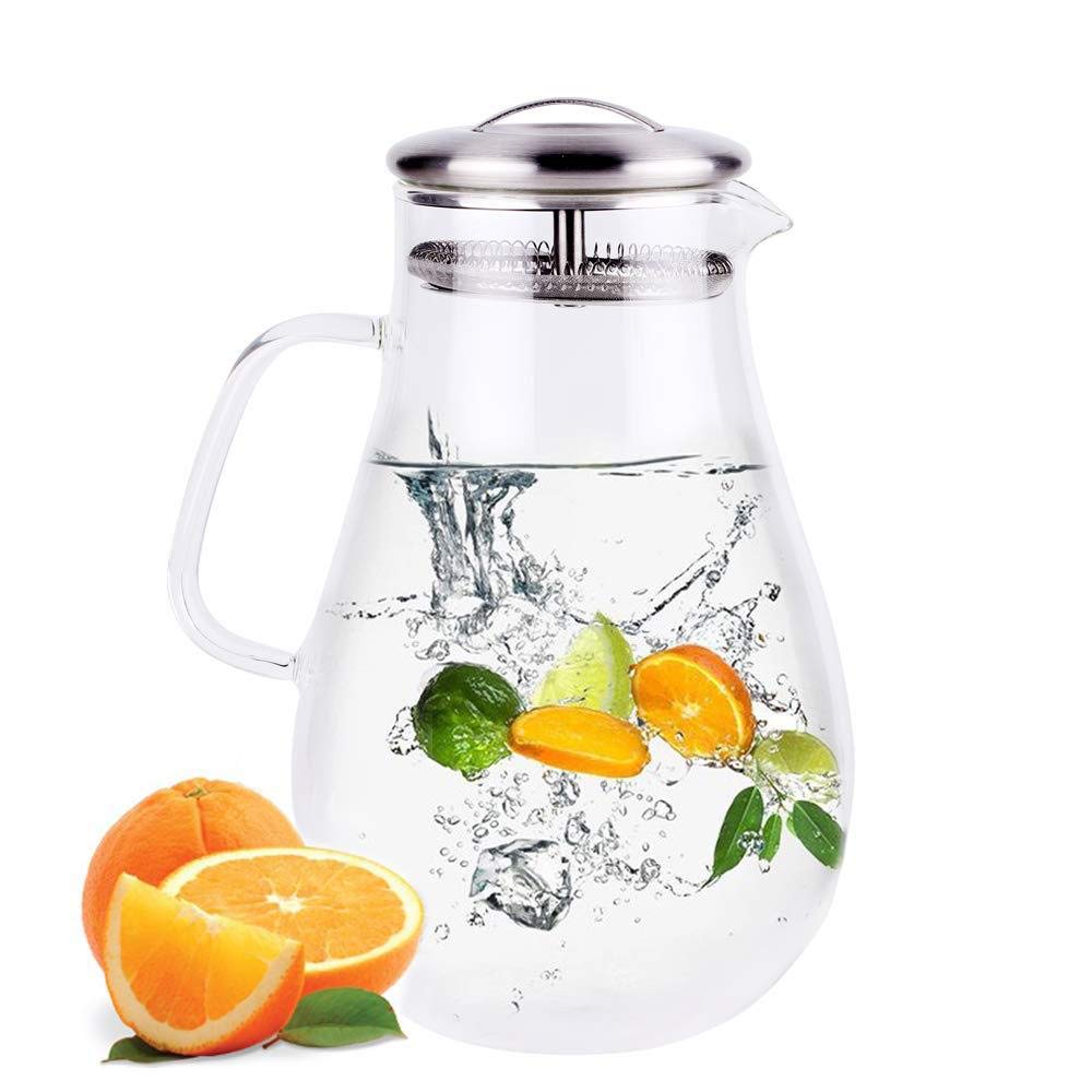 Buy 2.0 Liter Glass Jug with Handle, 67 oz Wide Mouth Glass Pitcher