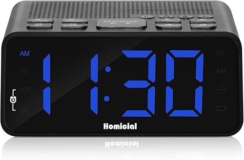 Homicial Reloj despertador digital con radio AMFM con pantalla multicolor, fácil preajuste, temporizador de sueño y atenuador, enchufealimentado por Homicial Reloj despertador digital con radio AMFM con pantalla multicolor, fácil preajuste, temporizador de sueño y atenuador, enchufealimentado por