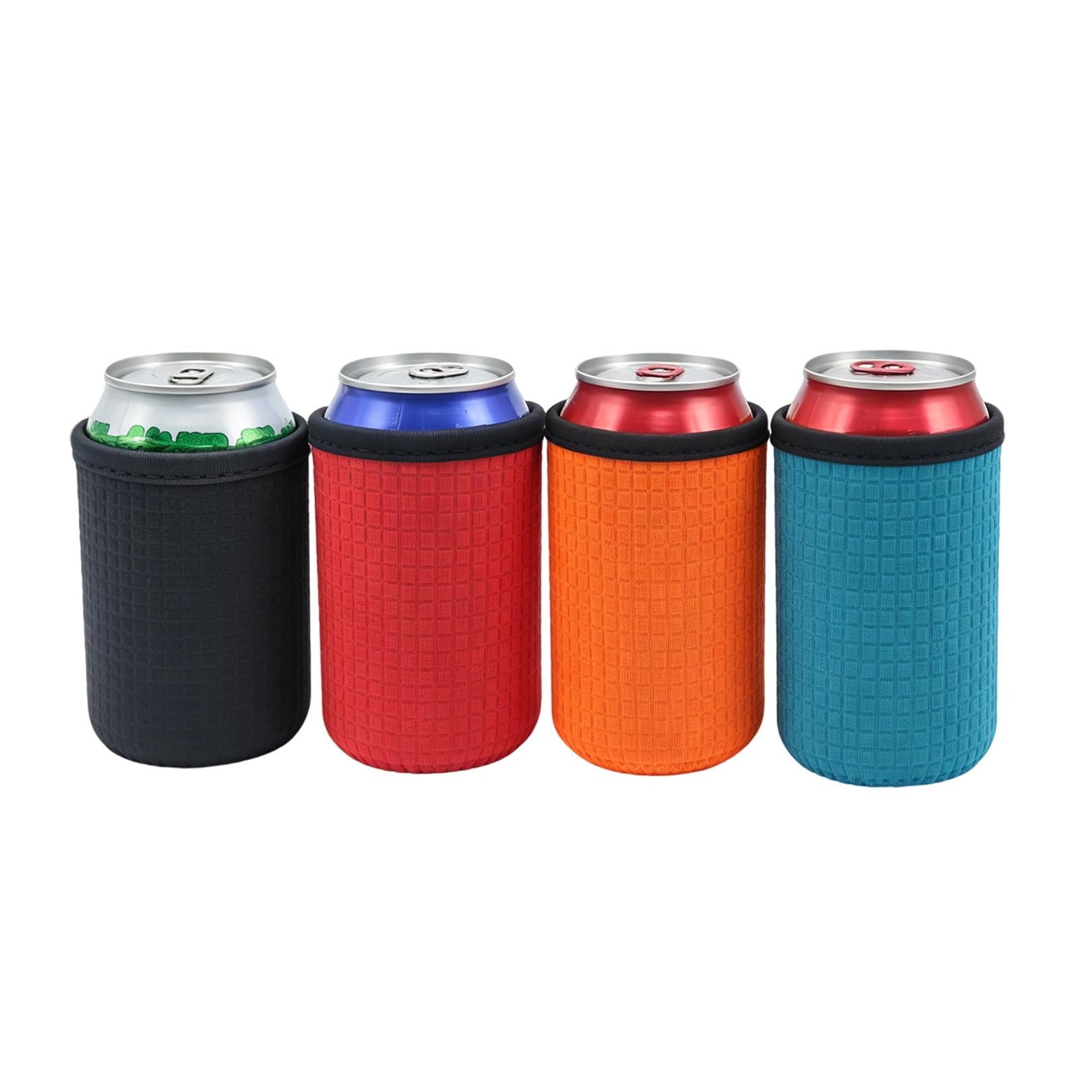 12oz Standard Can Sleeves Insulators Holder Soft Neoprene Can Cooler Sleeves Beer Cooler Sleeve Can Covers Cooler Non-Slip Can Cooler for Soda Cans Beer Water Bottles (Black/Red/Orange/Blue)