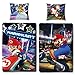 Kinder Wende-Bettwäsche Super Mario Kart 135 x 200cm + 80 x 80cm 100% Baumwolle Linon Renforcé Nintendo Luigi Prinzessin Peach Bowser Yoshi Toad Bettzeug deutsche Größe 2 Motive Reißverschluss