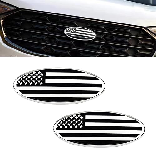 UGSHY Paquete de 2 emblemas de rejilla delantera, etiqueta de cubierta de malla central, placa de identificación de emblema para puerta trasera,