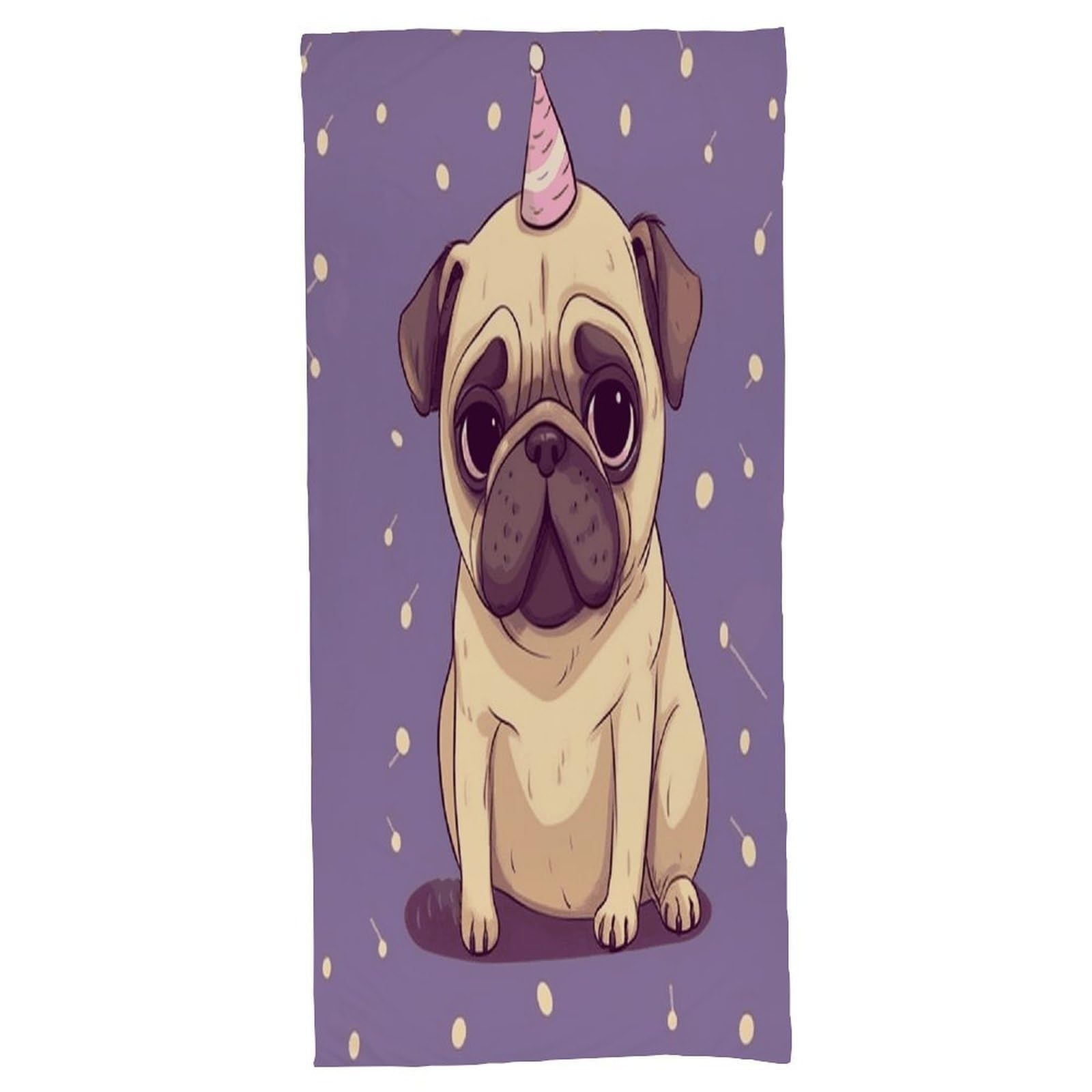 Fekiloot Men's Style Funny Cartoon Pug Puppy Dog Bath Towel Highly Absorbent,Beach Towels For Wo,Pool Towel Bathroom Essential For Beach,Gym,Travel, Camp