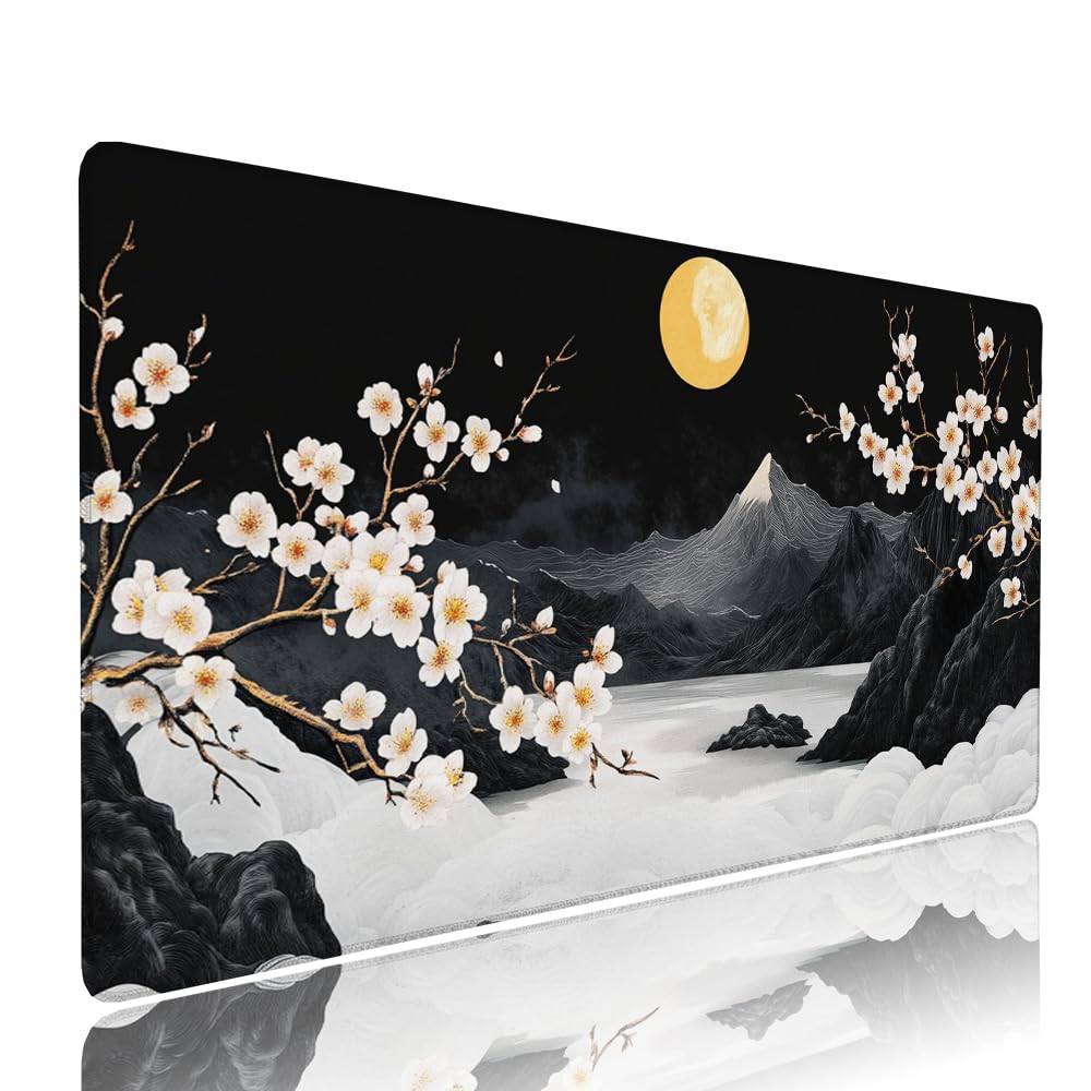 Alfombrilla de Mouse para Juegos, Nero, XXL, Antideslizante, Impermeable, Diseño de Montagna, Extendido, Grande, 1200x600x3mm, para PC, Laptop, Ufficio, Famiglia d-445