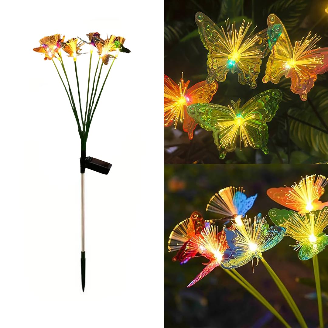 hardoll plastic Solar Decorative Fibre Butterfly Light Warm White Color LED Waterproof Outdoor Home Garden Pathway Lawn Driveway(Pack of 1)
