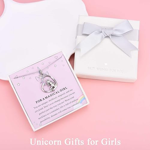 Miniatura 2 de Regalos de unicornios para niñas, collar de unicornio con colgante de corazón, regalos para niñas adolescentes, regalos de unicornio para nieta,
