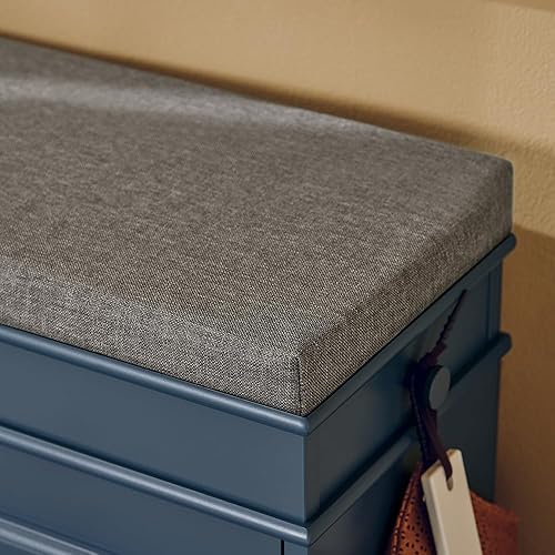 Miniatura 77 de Haotian FSR82-L-SCH - Zapatero de pasillo negro, zapatero de diseño moderno, zapatero delgado con cajón abatible y cojín de asiento acolchado Negro