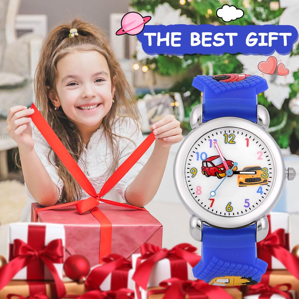 OFFCUP Reloj de Infantil, Reloj de Pulsera Analógico para Niños Niña, Relojes de Pulsera de Silicona para Niños, Relojes de Cuarzo Niña con Lindo Dibujos en 3D, para Niños 3-11 Años