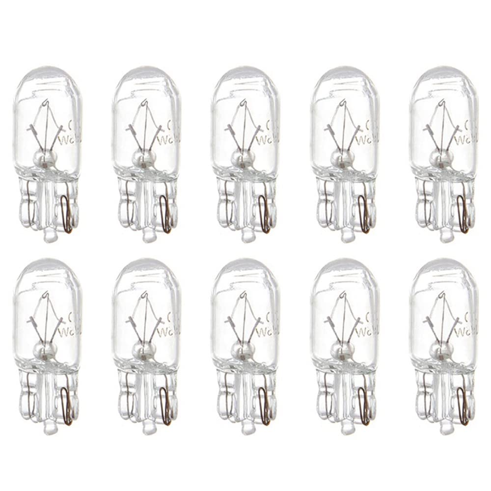 CCIYU 10 pcs T10 168 194 W5W Warm White Halogen Light Bulb Instrument Cluster Gauge Dash Lamp