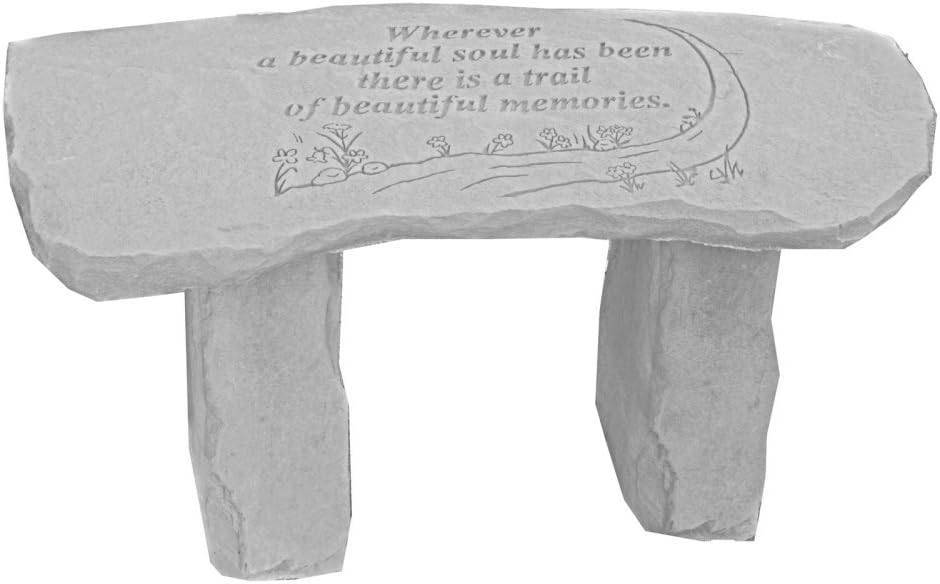 Kay Berry 37920 Wherever a Beautiful Soul Stone Bench - Durable 70 lb Garden Memorial Seat 12x29x13"
