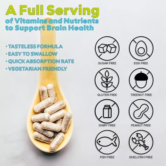Boost Your Brain&Power: Brain-ol Advanced Memory Formula (180 Capsules) (3 Pack)