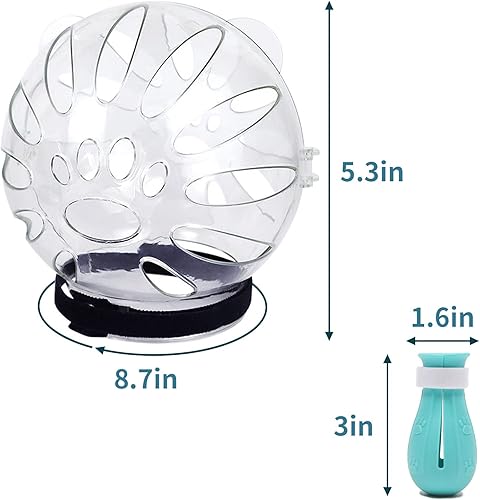 Miniatura 6 de Fhiny Bozal de gato, casco transparente con 4 botas, capucha ajustable y transpirable, antimordeduras, máscara de astronauta de burbujas de silicona
